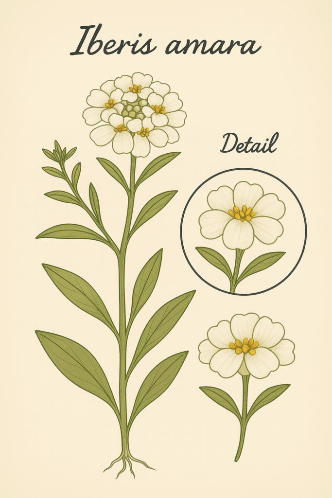 Bittere scheefbloem illustratie